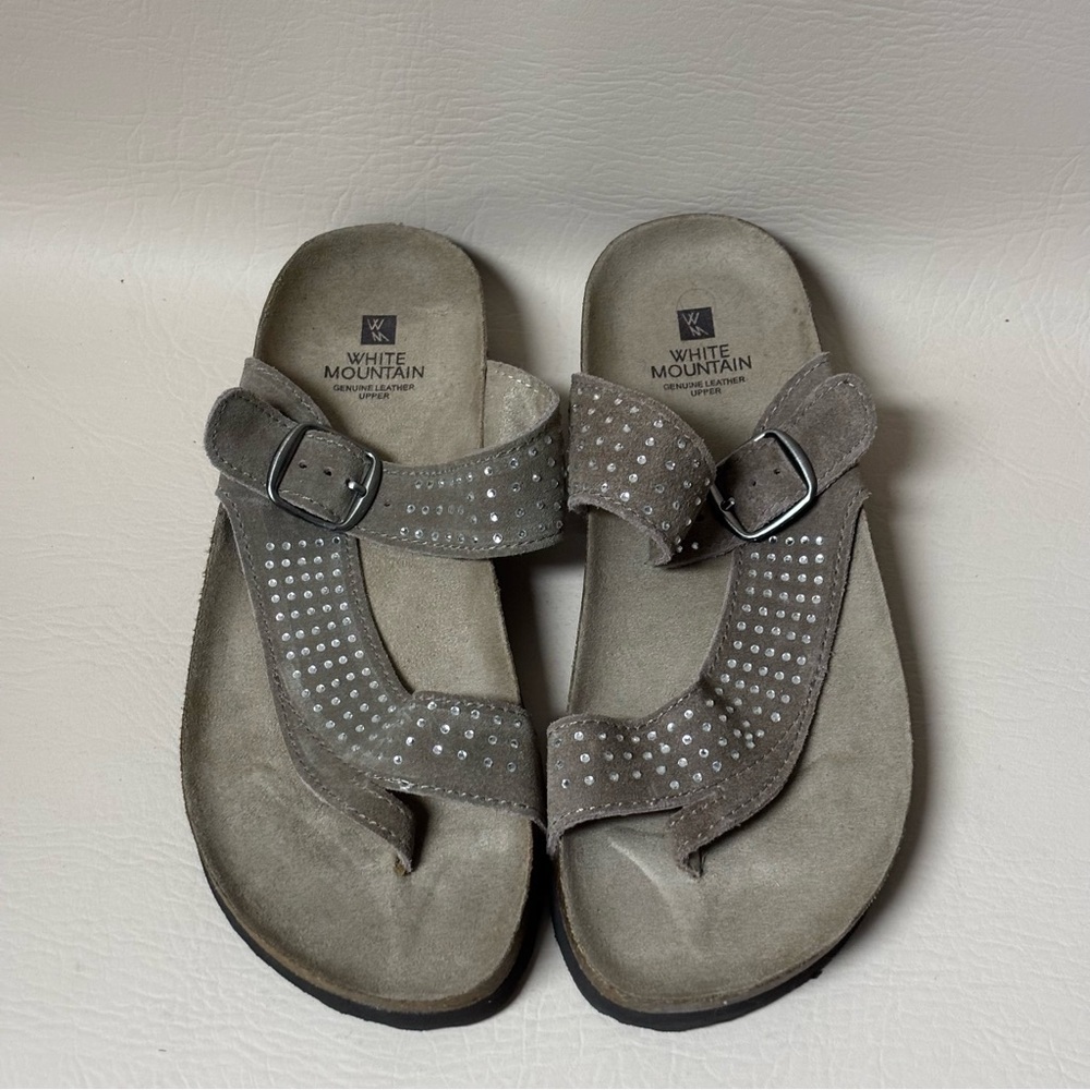 WHITE MOUNTAIN 'Rhinestone COASTER' Women's Leather Sandal Sz8M